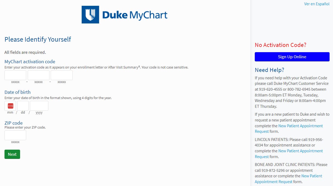 Signing Up for a Duke MyChart Account